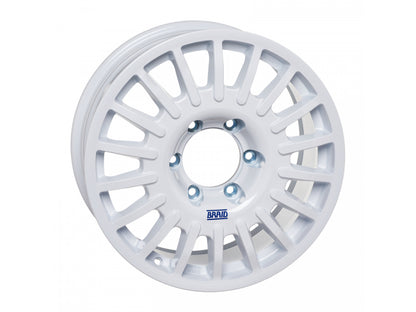 Jantes en aluminium BRAID Winrace blanches 7x16 pouces, 6x139.7mm, déport ET20, vue de face.