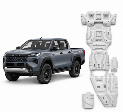 Kit 4 blindages aluminium 4 mm Toyota Hilux Travo 2026+ – RIVAL4X4