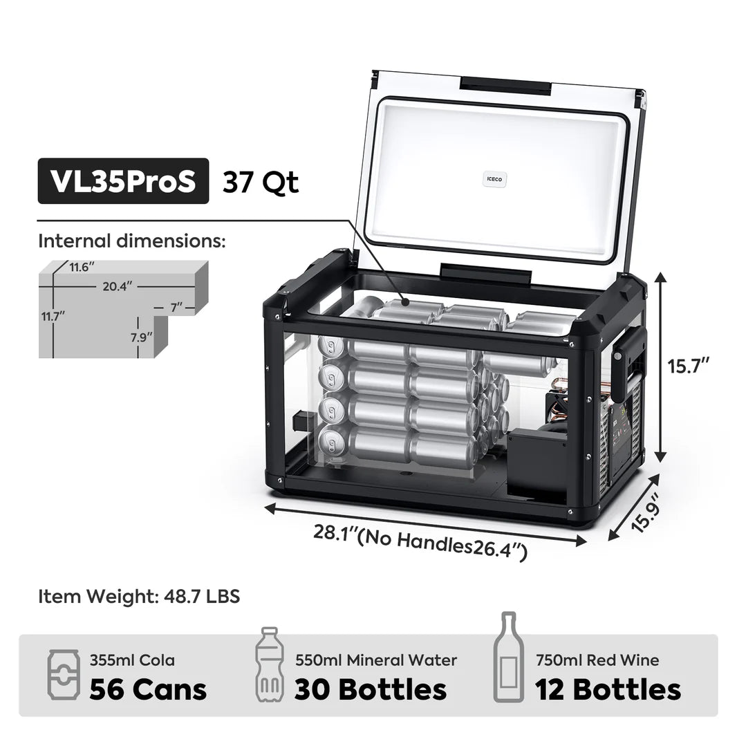 Glacière Compression ICECO VL35ProS 35L Portable pour 4x4 OffRoad sur Xperts4x4 Accessoires 4x4 Off-Road