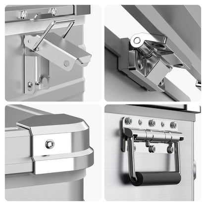 Réfrigérateur/congélateur ICECO 35L double zone en argent, appareil portable pour stockage de froid et glace.