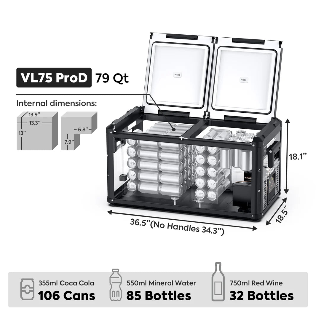 Réfrigérateur ICECO 75L avec double compartiment en vert, compacité et espace de rangement pour la cuisine.