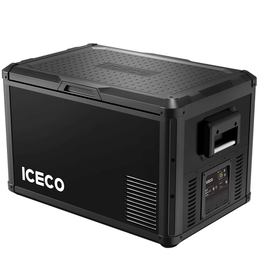 Réfrigérateur-congélateur ICECO VL60PROS 60L portable, idéal pour la puissance et la mobilité, avec compartiments de stockage.