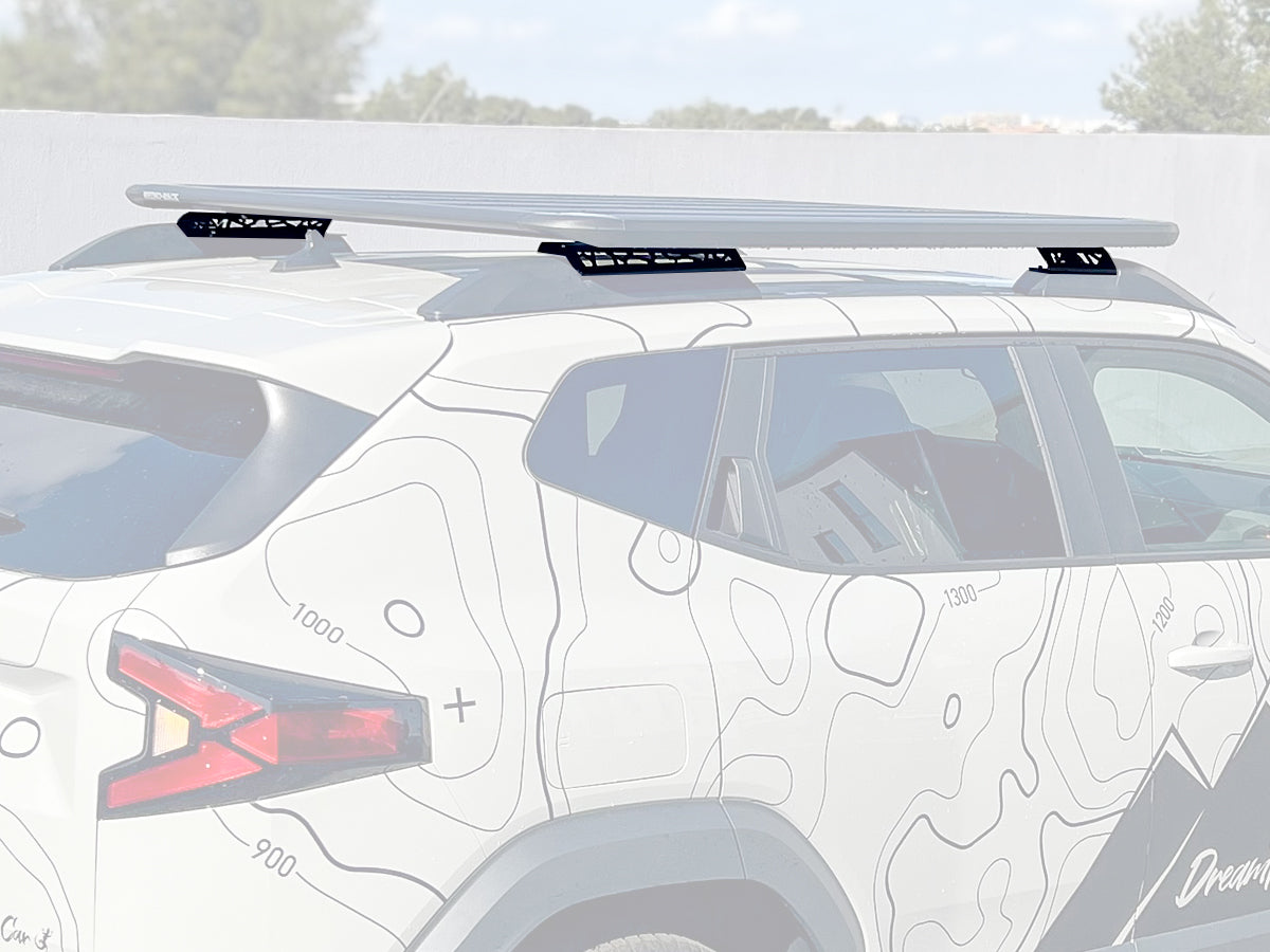 Kit galerie de toit Pioneer RHINO-RACK pour Dacia Duster 2024+, fixation intégrale, dimensions 1300x1240mm, robuste et pratique.