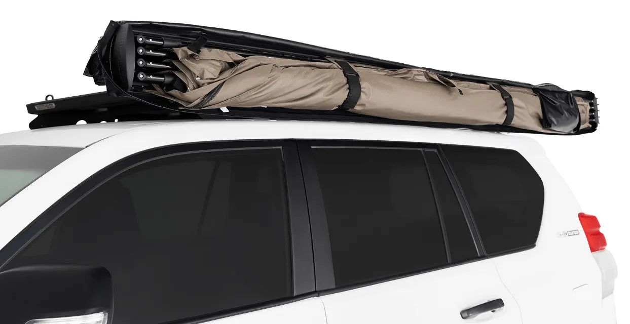 Auvent circulaire 270° RHINORACK Batwing 2.5m (version gauche) - avec fixations STOW IT sur Xperts4x4 Accessoires 4x4 Off-Road