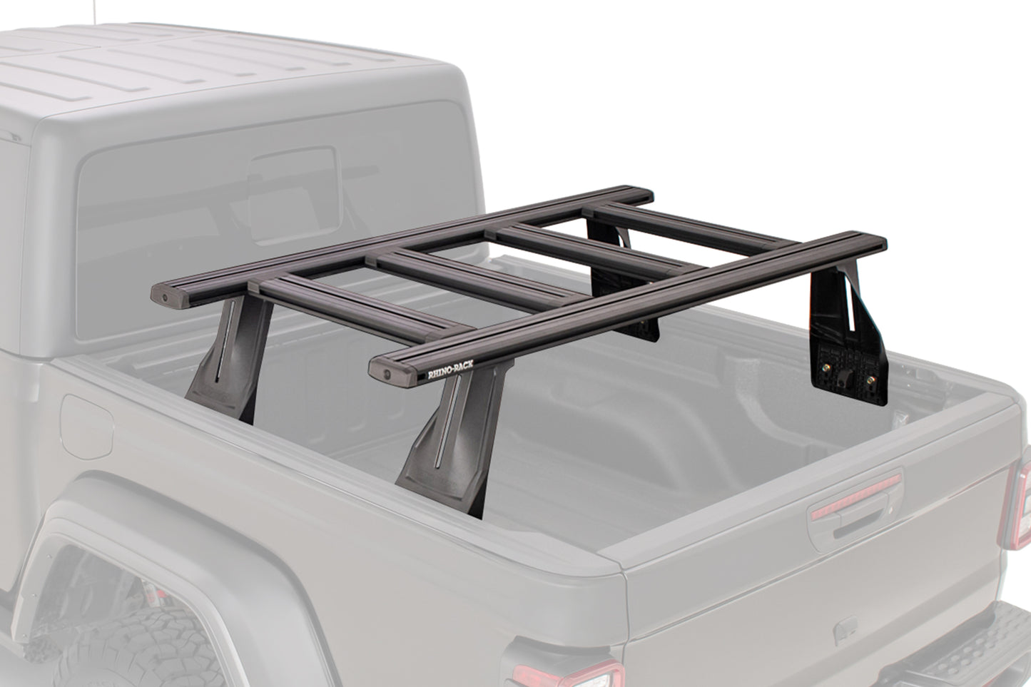 Kit de 2 barres de toit et 4 traverses Rhino-Rack pour Dodge Ram 2500/3500 Gen IV, adaptées pour benne et transport.