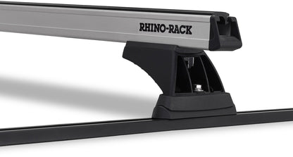 Kit de 2 barres de toit noires RHINO-RACK de 1250mm pour Toyota Land Cruiser Série 90 1996-2003, robuste et facile à monter.