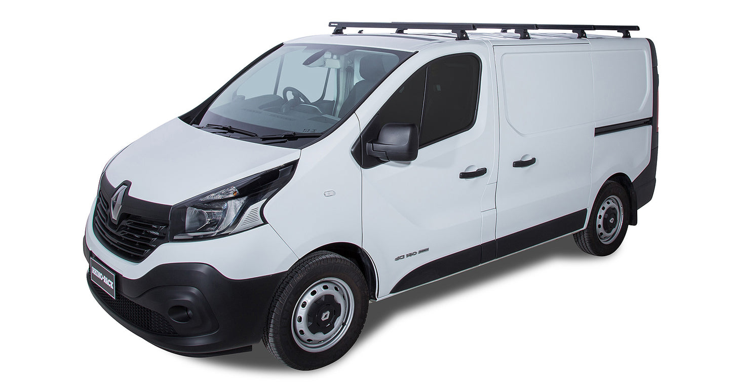 Kit 4 barres de toit noire 1650mm Heavy Duty avec pieds RLT600 Renault Trafic X82 2015+ - RHINO-RACK sur Xperts4x4 Accessoires 4x4 Off-Road