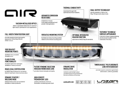 Barre LED LAZER LAMPS AIR-55 avec feu de position vert sur Xperts4x4 Accessoires 4x4 Off-Road