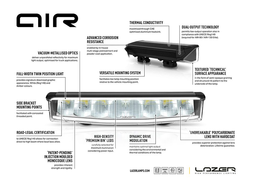Barre LED LAZER LAMPS AIR-55 avec gyrophare et feu de position bleu sur Xperts4x4 Accessoires 4x4 Off-Road