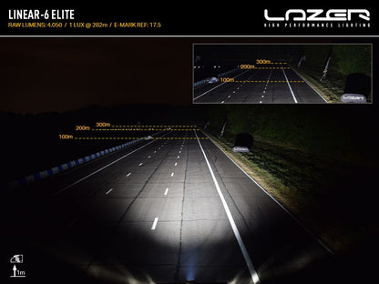 Barre d'éclairage LED LAZER LAMPS Linear-6 Elite avec 4050 lumens, conçue pour un éclairage puissant et efficace.