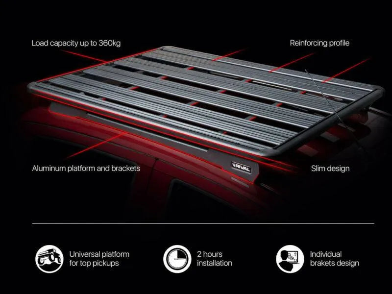 Galerie de toit pour Ford Ranger/Raptor 2023+ NEXT GEN | RIVAL 4x4 | 1430 x 1235mm sur Xperts4x4 Accessoires 4x4 Off-Road