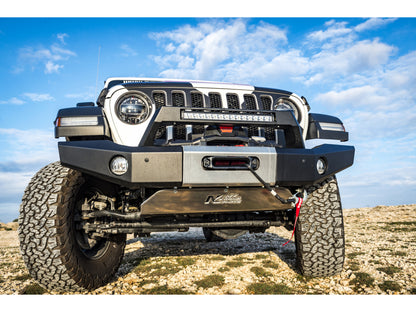 Pare-choc Avant acier Wrangler JL platine treuil intégrée banane longue N4-Offroad sur Xperts4x4 Accessoires 4x4 Off-Road