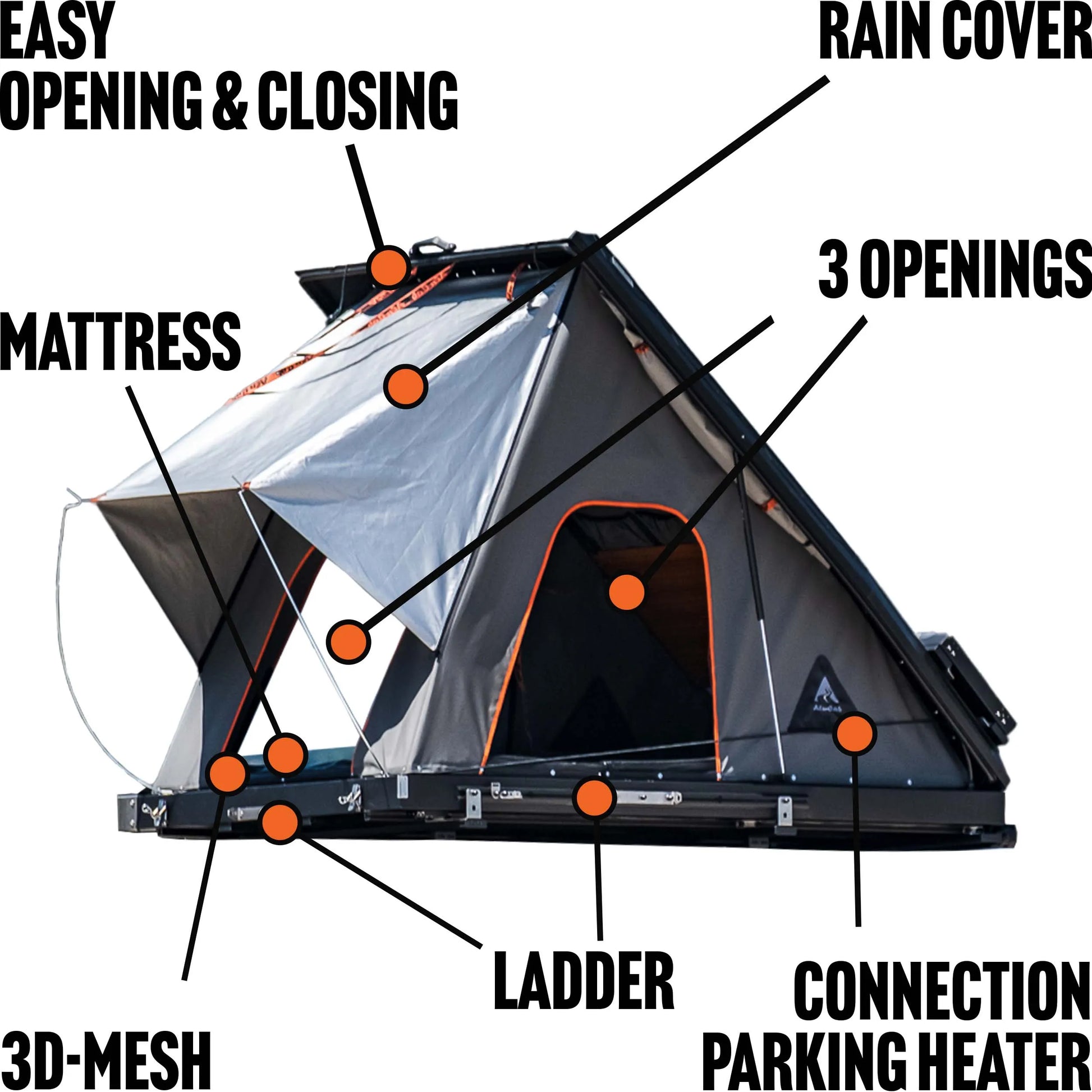 rapido 3 zelt Tente de Toit Expedition Gen 3-R Noire | ALU-CAB