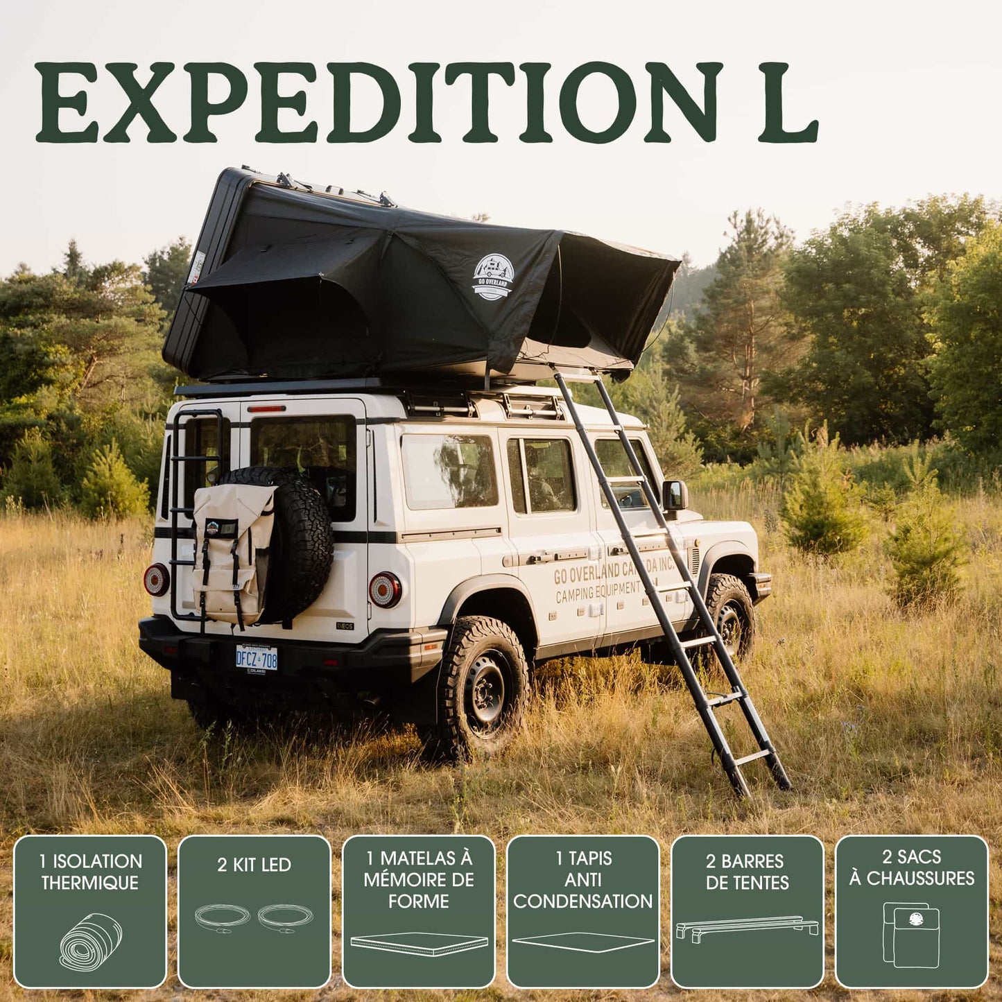 Tente de Toit Expedition L – Go Overland Canada - 3/4 Places sur Xperts4x4 Accessoires 4x4 Off-Road
