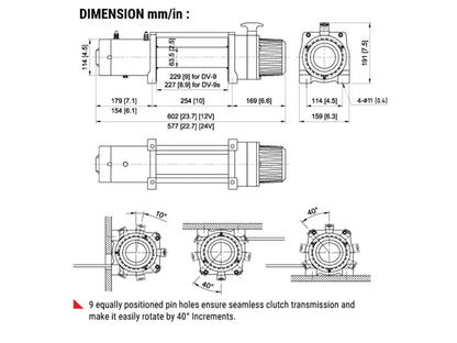 Treuil COMEUP DV 9S 12V / 24V - 4082 kg - Câble Synthetique sur Xperts4x4 Accessoires 4x4 Off-Road